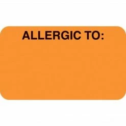 Medical Arts Press® Allergy Warning Medical Labels, Allergic To:, Fluorescent Orange, 7/8x1-1/2", 500 Labels