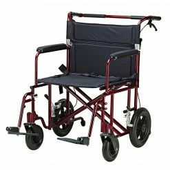 Drive Medical Bariatric Heavy Duty Transport Wheelchair With Swing Away Footrest 20" Seat Red (BTR20-R)