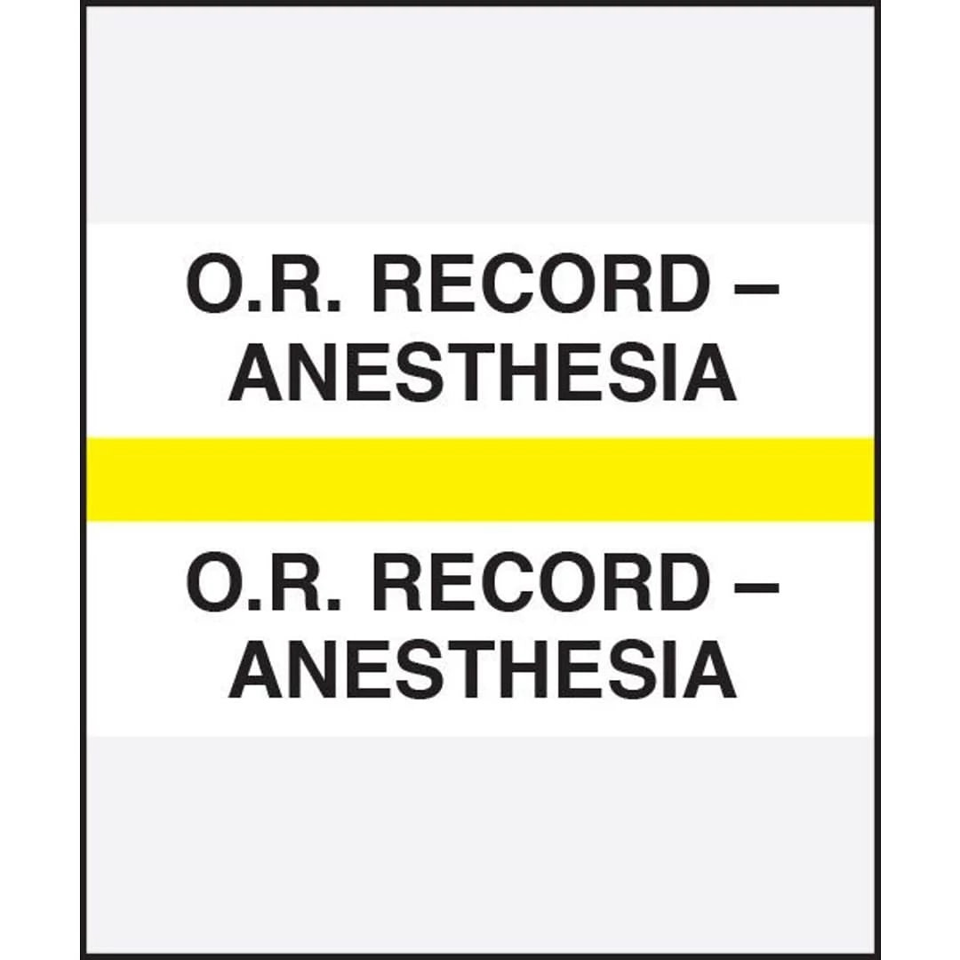 Medical Arts Press® Standard Preprinted Chart Divider Tabs, O.R. - Anesthesia, Yellow