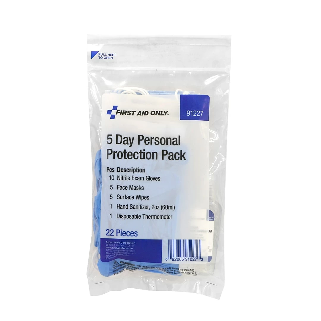 First Aid Only 5-Day Personal Protection Kit, One Size, 22 Pieces/Kit (91227) - Image 2