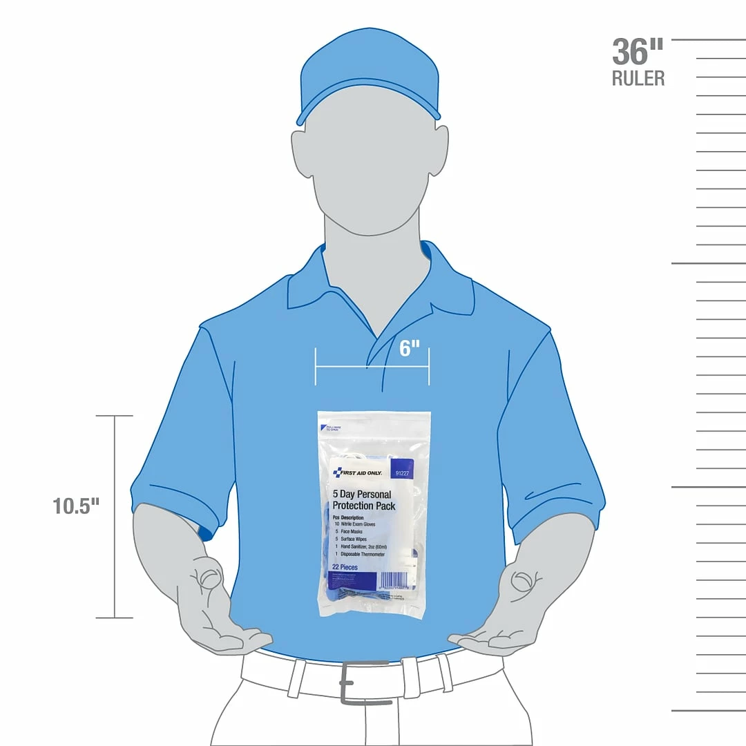 First Aid Only 5-Day Personal Protection Kit, One Size, 22 Pieces/Kit (91227) - Image 3