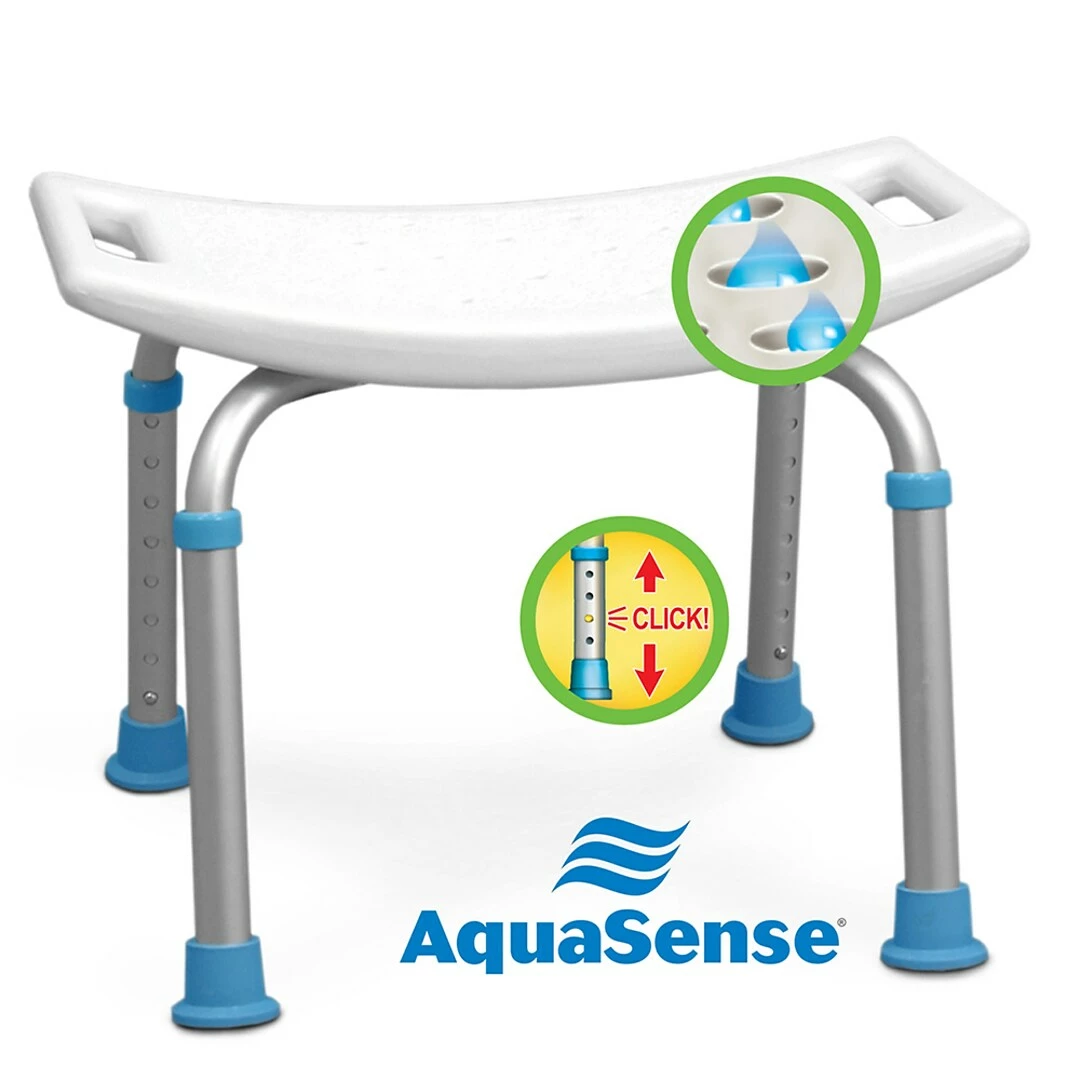 Drive Medical AquaSense Adjustable Bath And Shower Chair With Non-Slip Seat, White (770-500) - Image 2
