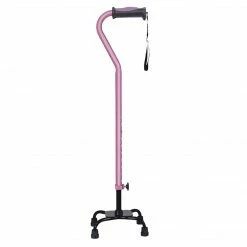 Drive Medical Hugo Adjustable Quad Cane For Right Or Left Hand Use, Small Base, Rose (731-854)