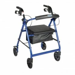 Drive Medical Rollator Rolling Walker With 6" Wheels Fold Up Removable Back Support And Padded Seat Blue (R726BL)