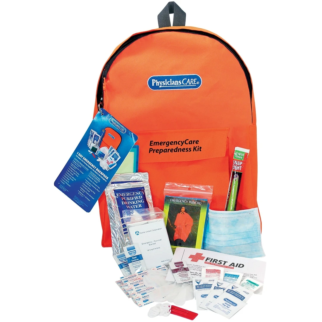 First Aid Only PhysiciansCare First Aid Kits, Emergency Preparedness Backpack For 1 Person, 43 Pieces (90123)