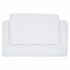 Lavish Home 20.2" X 32.2" Microfiber Foam & Polyurethane Bath Mat Set; White