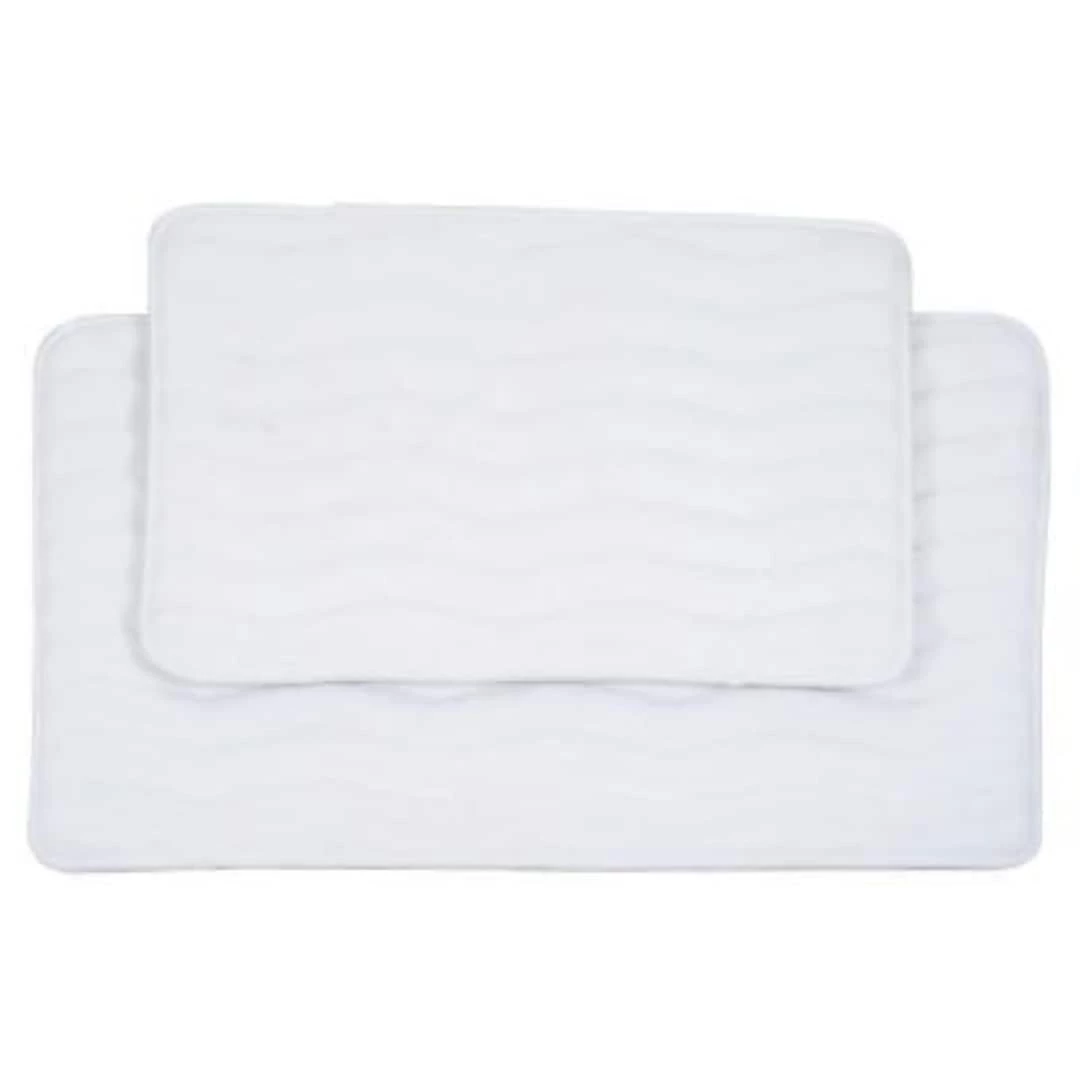 Lavish Home 20.2" X 32.2" Microfiber Foam & Polyurethane Bath Mat Set; White