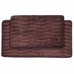 Lavish Home 20.2" X 32.2" Microfiber Foam & Polyurethane Bath Mat Set, Chocolate