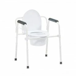 Drive Medical Steel Folding Deep Seat Bedside Commode, White (11148NW-1)