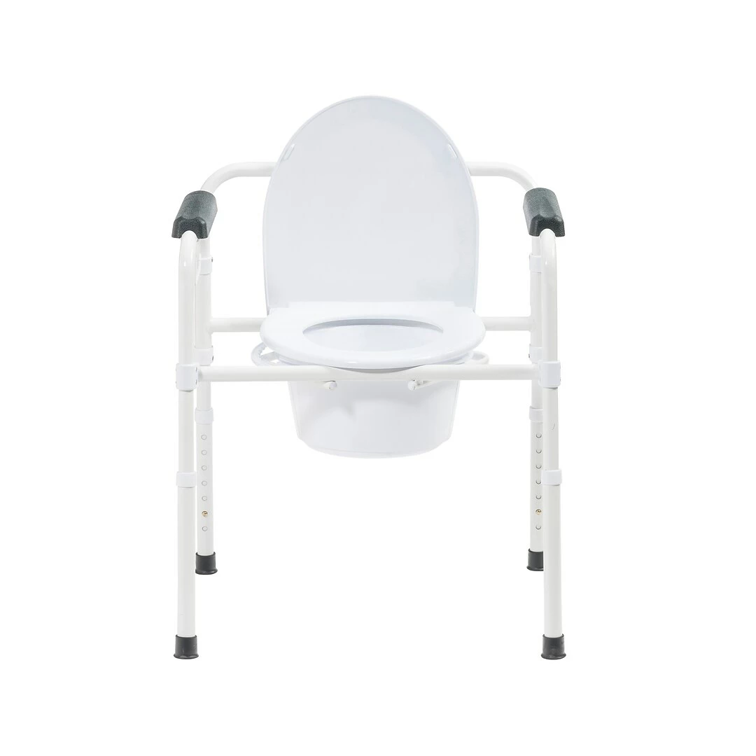 Drive Medical Steel Folding Deep Seat Bedside Commode, White (11148NW-1) - Image 4