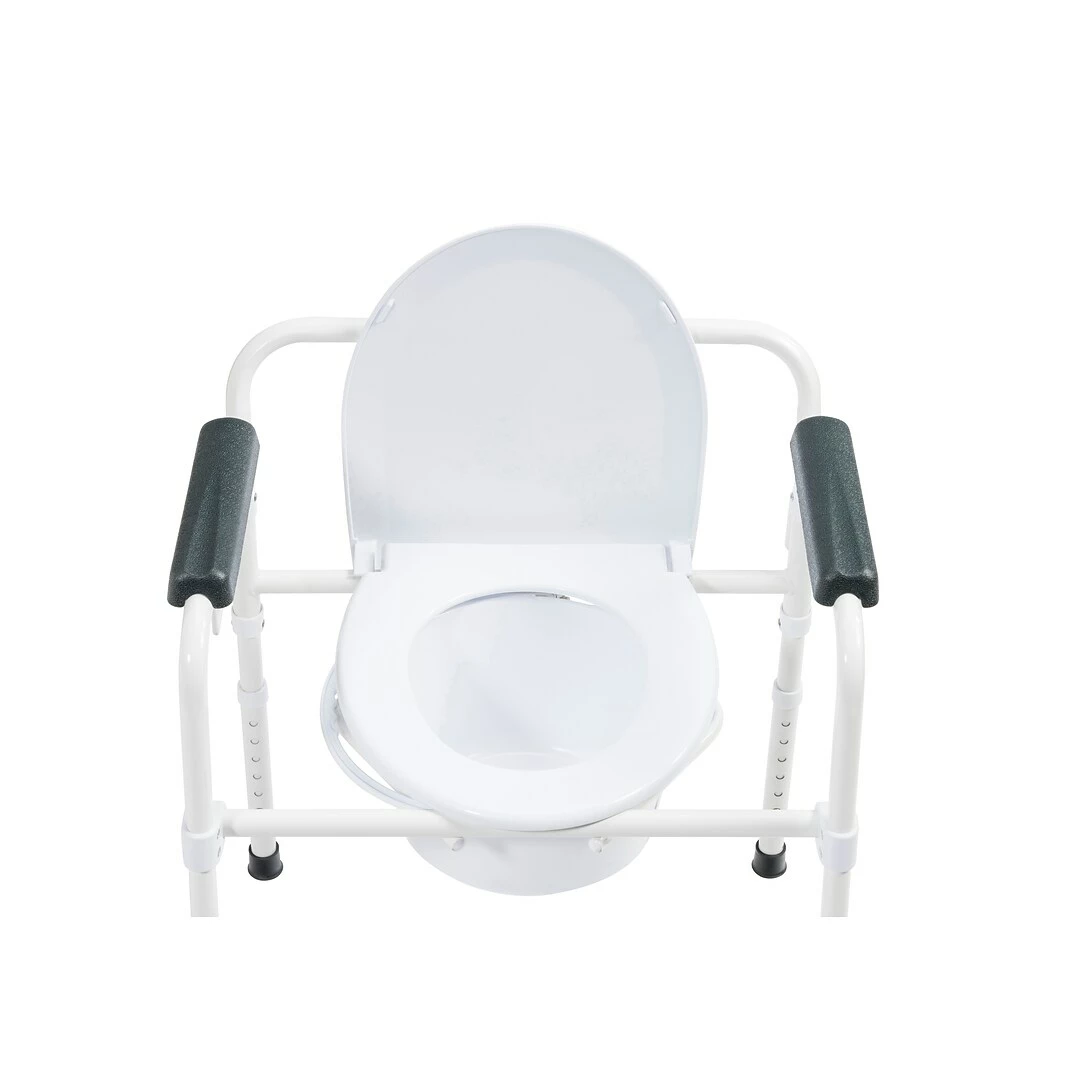 Drive Medical Steel Folding Deep Seat Bedside Commode, White (11148NW-1) - Image 5