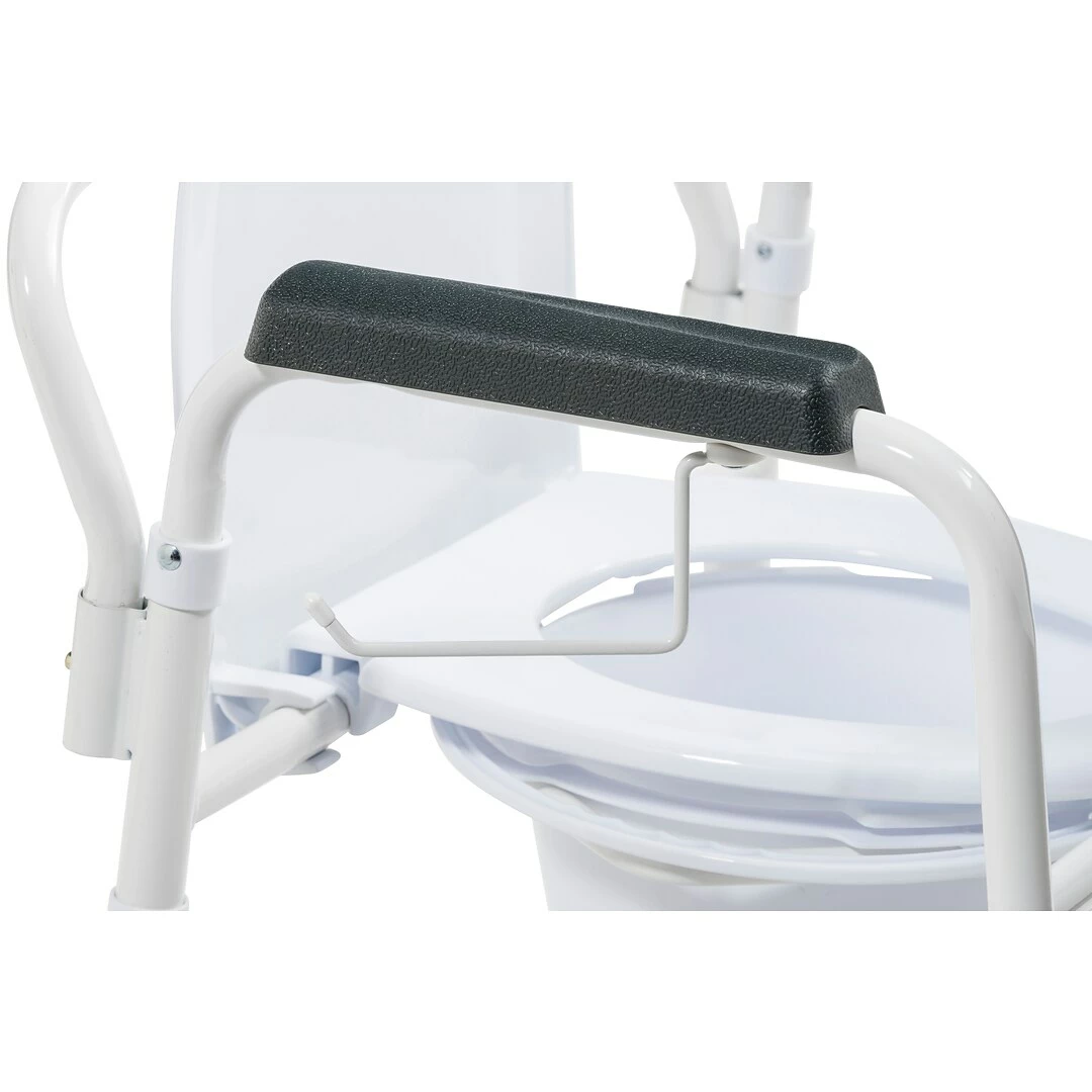 Drive Medical Steel Folding Deep Seat Bedside Commode, White (11148NW-1) - Image 8