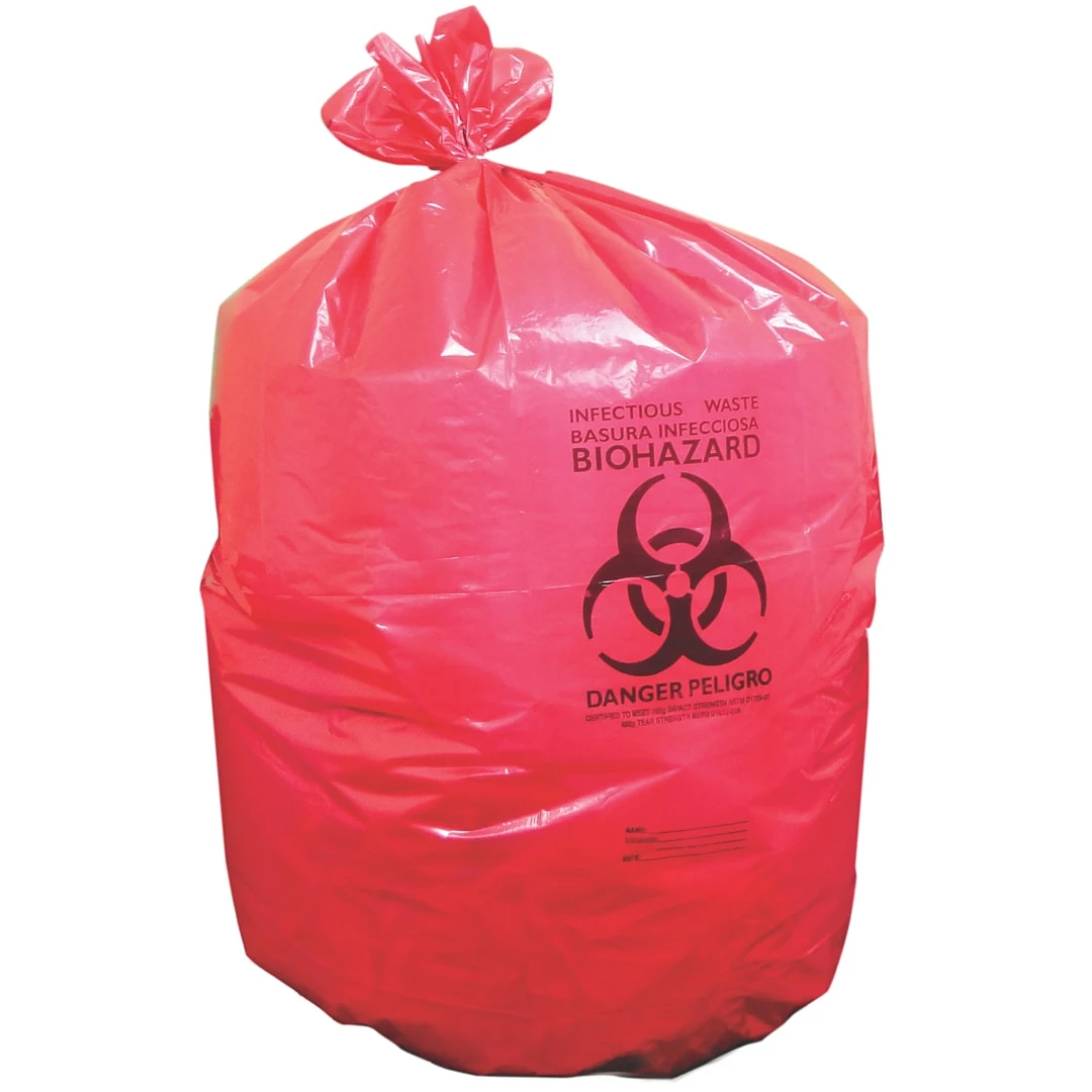 Heritage Bag Heritage, Healthcare Printed Biohazard Bags/Liners, 12-16 Gallon, 24x32, Low Density, 1.3 Mil, Red, 500 CT