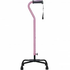 Drive Medical Hugo Adjustable Quad Cane For Right Or Left Hand Use, Large Base, Rose (731-844)