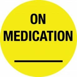 Medical Arts Press® Small Shape Alert Pre-Printed Labels, On Medication, Fluorescent Chartreuse,1" Diameter, 500 Labels