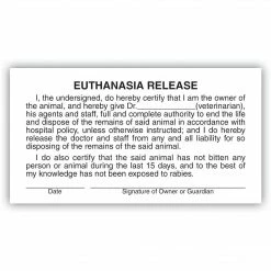 Medical Arts Press® Veterinary Consent/Release Medical Labels, Euthanasia Release, White, 1-3/4x3-1/4", 500 Labels