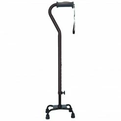 Drive Medical Hugo Adjustable Quad Cane For Right Or Left Hand Use, Small Base, Ebony (731-850)