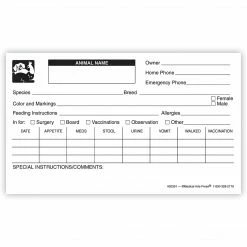 Medical Arts Press® Vet Cage Card; Includes Categories For Post-surgical And Boarding Care, 3x5"