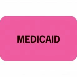 Medical Arts Press® Insurance Chart File Medical Labels, Medicaid, Fluorescent Pink, 7/8x1-1/2", 500 Labels