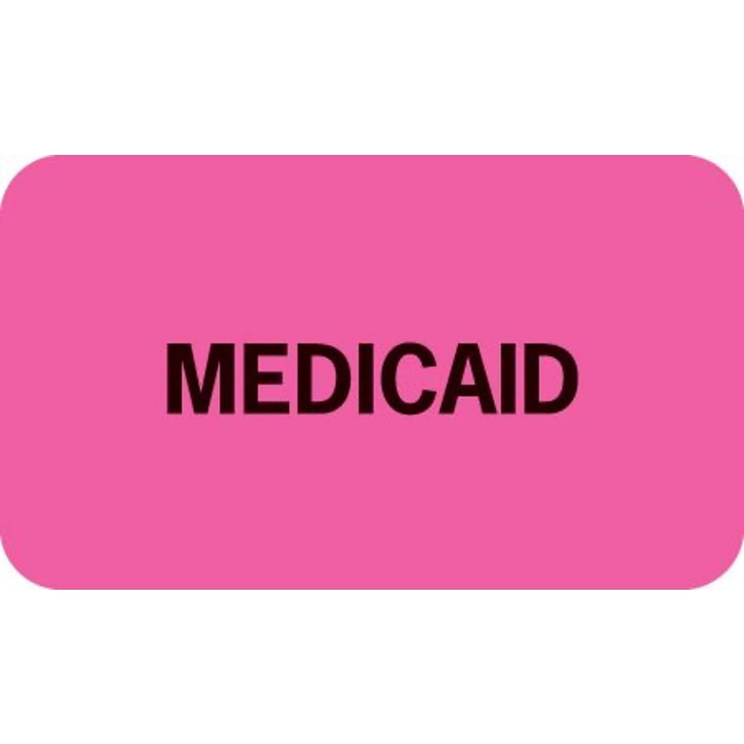 Medical Arts PressĀ® Insurance Chart File Medical Labels, Medicaid, Fluorescent Pink, 7/8x1-1/2", 500 Labels
