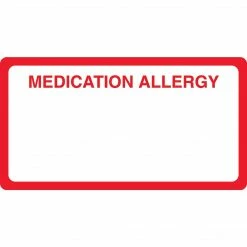 Medical Arts Press® Allergy Warning Medical Labels, Medication Allergy, Red And White, 1-3/4x3-1/4", 500 Labels