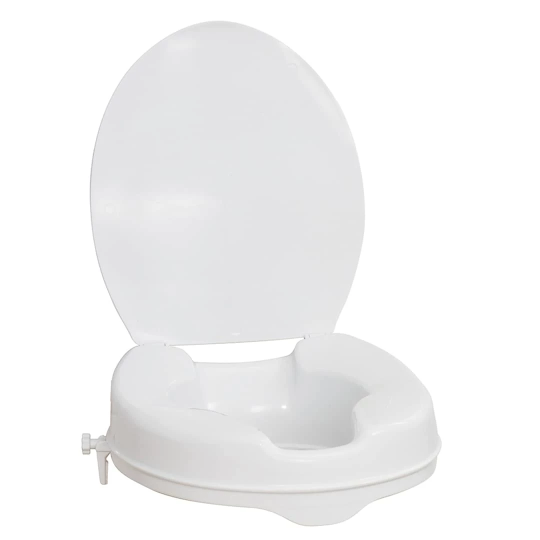 Drive Medical AquaSense Raised Toilet Seat With Lid, 4" White (770-626)