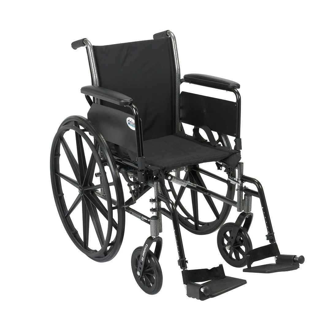 Drive Medical Cruiser III Wheelchair With Flip Back Removable Arms, Full Arms, Footrest, 20" - Image 2