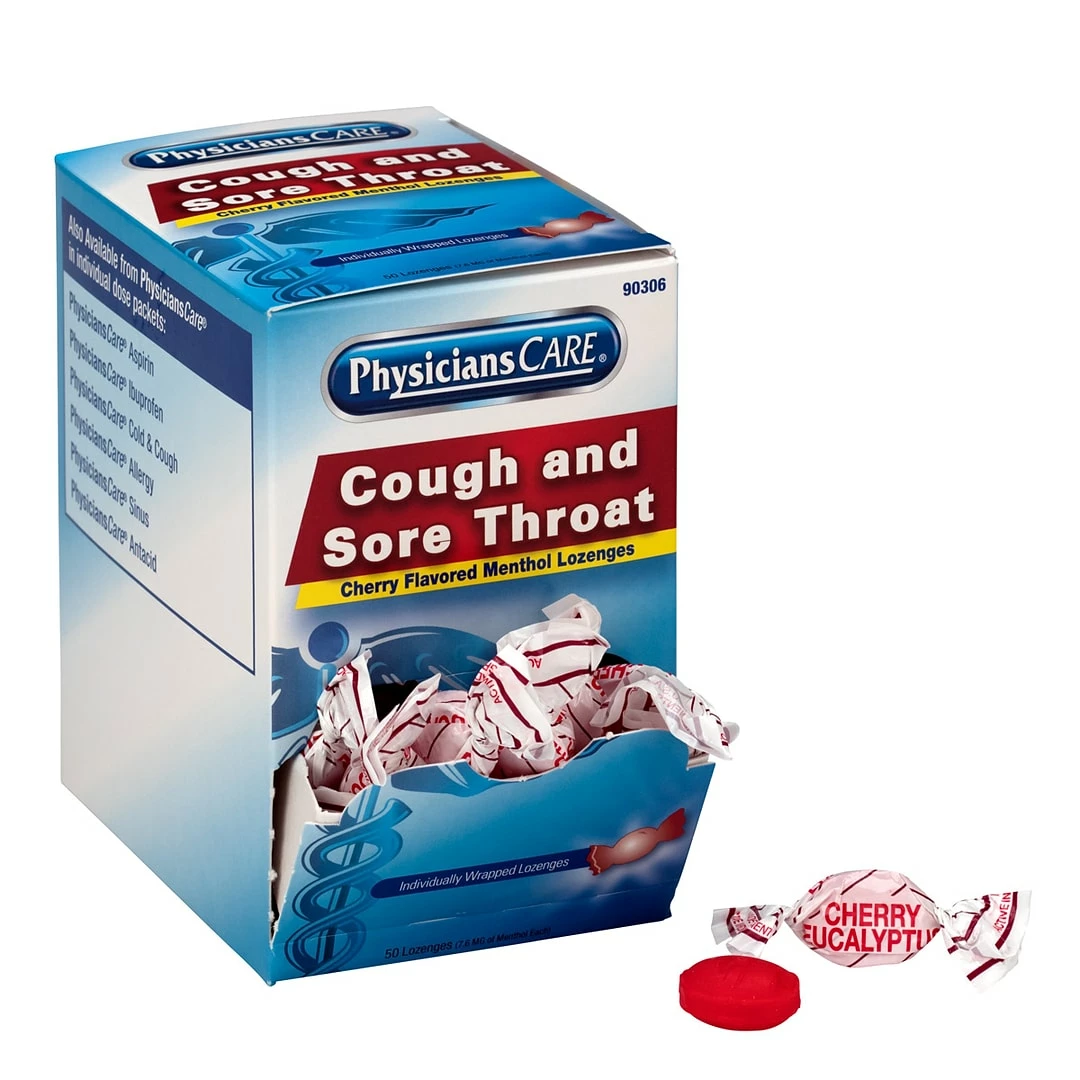 PhysiciansCare Cough & Sore Throat Lozenges, Cherry, 50/Box (90306) - Image 4
