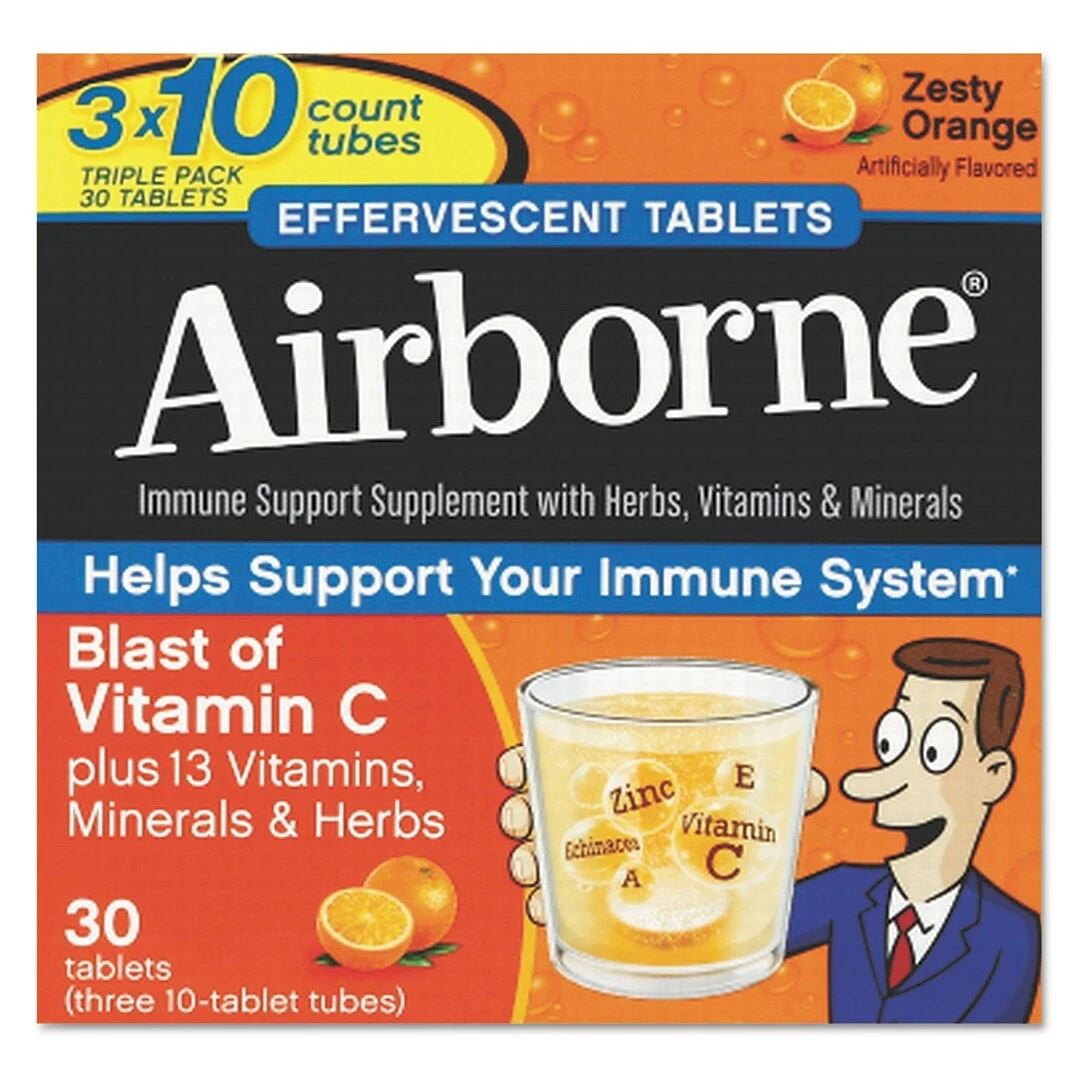 Airborne® Immune Support Supplement Effervescent Tablets, Orange, 30 Tablets/Pack (47865-10030)