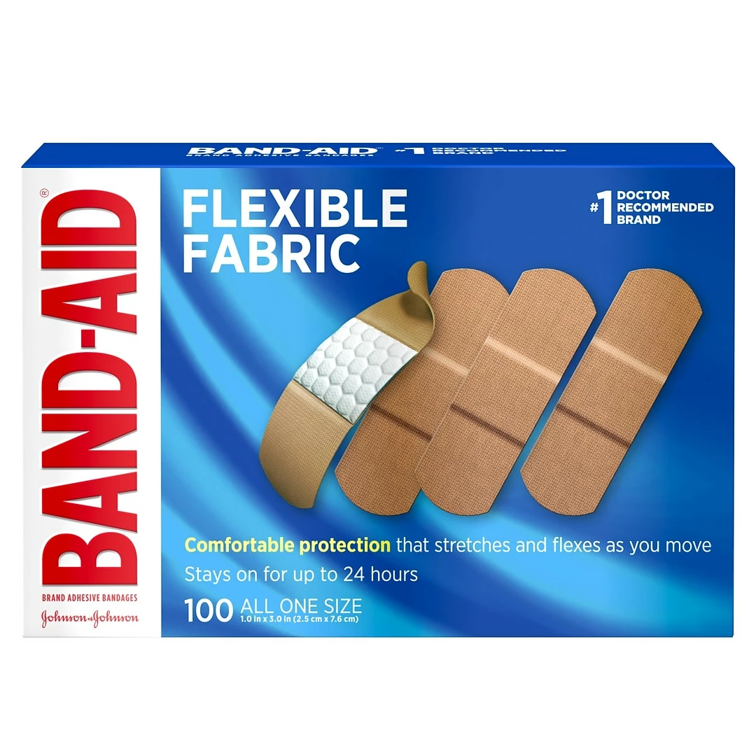 Band-Aid Brand Flexible Fabric Adhesive Bandages, All One Size, 100 Count (556241)