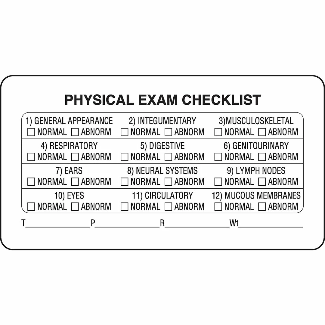 Medical Arts Press Veterinary Examination Medical Labels, Physical Exam, White, 2-1/2x4", 100 Labels