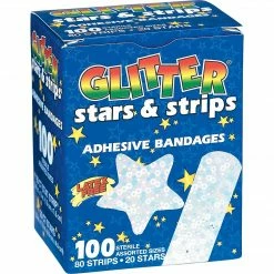 SmileMakers Glitter Stars And Strips Adhesive Bandages; 100 PCS