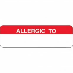 Medical Arts Press® Allergy Warning Medical Labels, Allergic To, Red And White, 3/4x2-1/2", 300 Labels