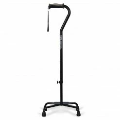 Drive Medical Hugo Adjustable Quad Cane For Right Or Left Hand Use, Large Base, Ebony (731-840)