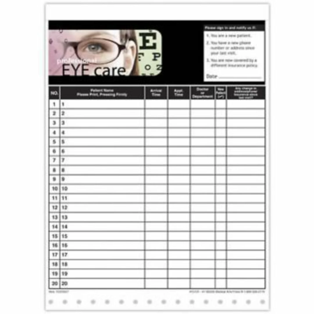 Medical Arts PressĀ® Designer Privacy Sign-In Sheets, Eye Chart