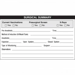 Medical Arts Press® Veterinary Surgical Summary & Blood Analysis Labels, Surgical Summary, White, 2-1/2x4", 100 Labels