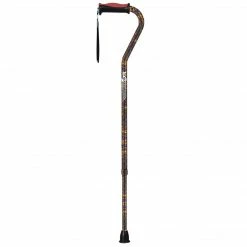 Drive Medical Hugo Adjustable Offset Handle Cane With Reflective Strap, Paisley (731-454)