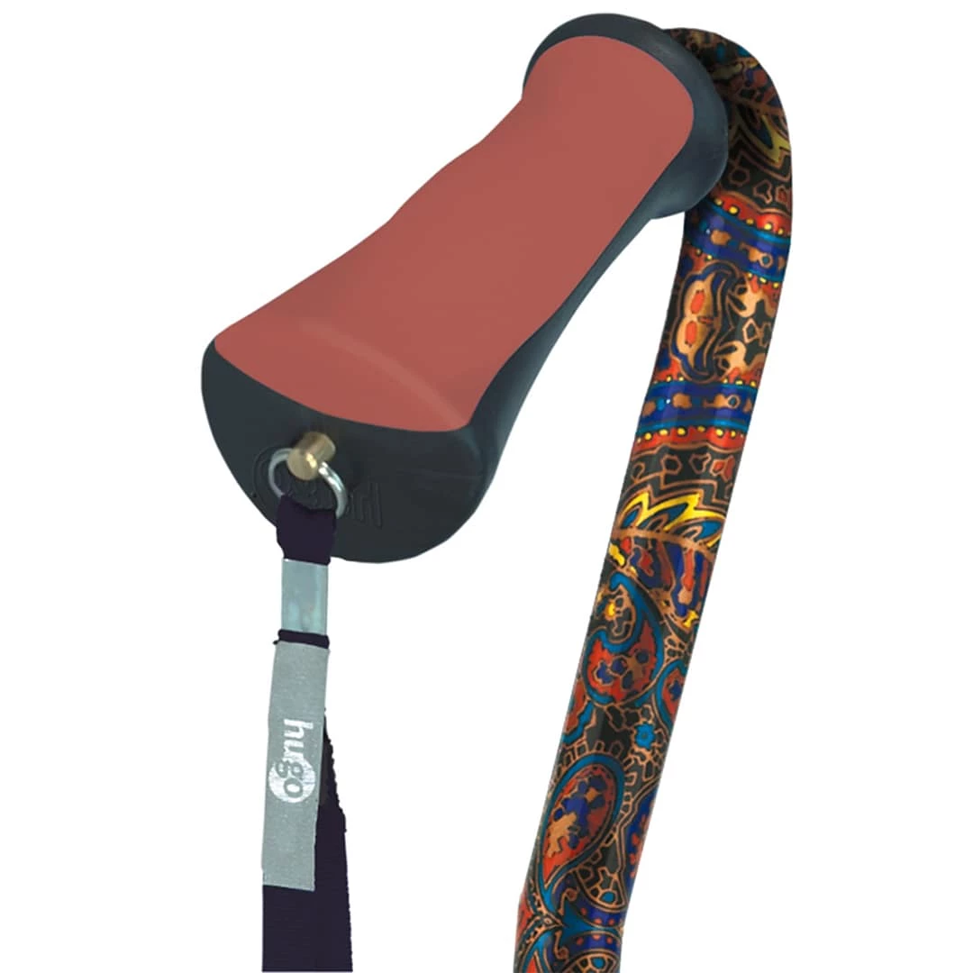 Drive Medical Hugo Adjustable Offset Handle Cane With Reflective Strap, Paisley (731-454) - Image 2