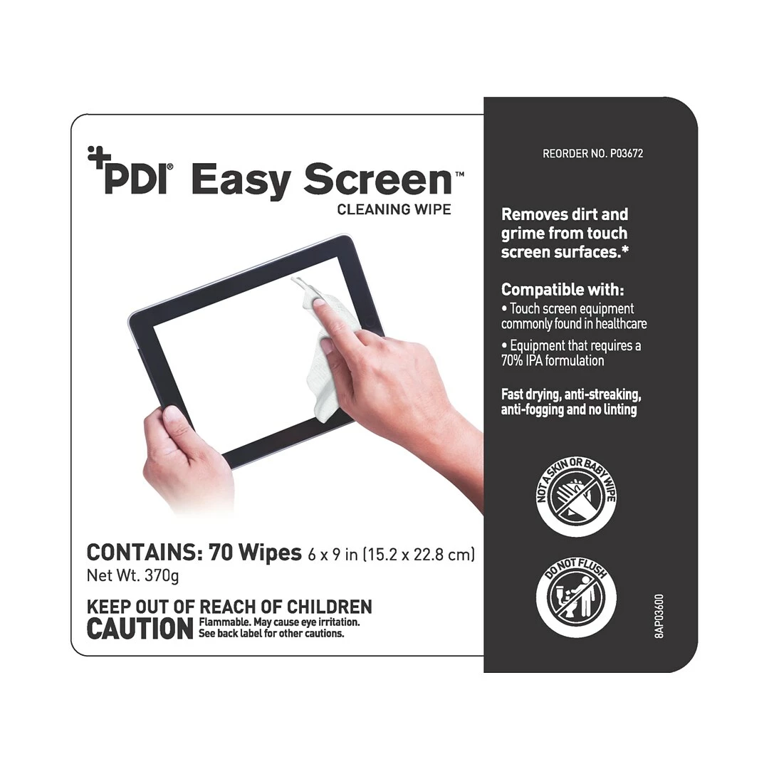 Easy Screen Cleaning Wipes, 70/Canister, 12 Canisters/Carton (P03672CT) - Image 2