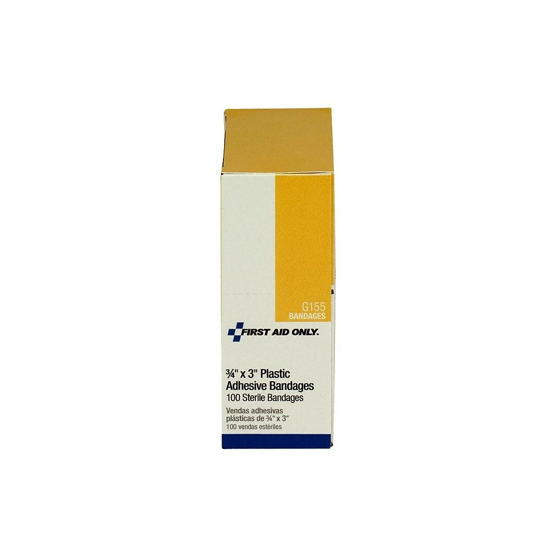 First Aid Only 0.75"W X 3"L Adhesive Bandages, 100/Box (G155) - Image 2