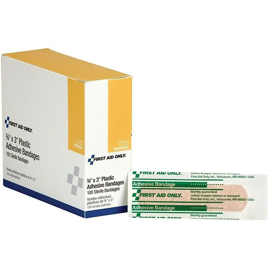 First Aid Only 0.75"W X 3"L Adhesive Bandages, 100/Box (G155) - Image 3