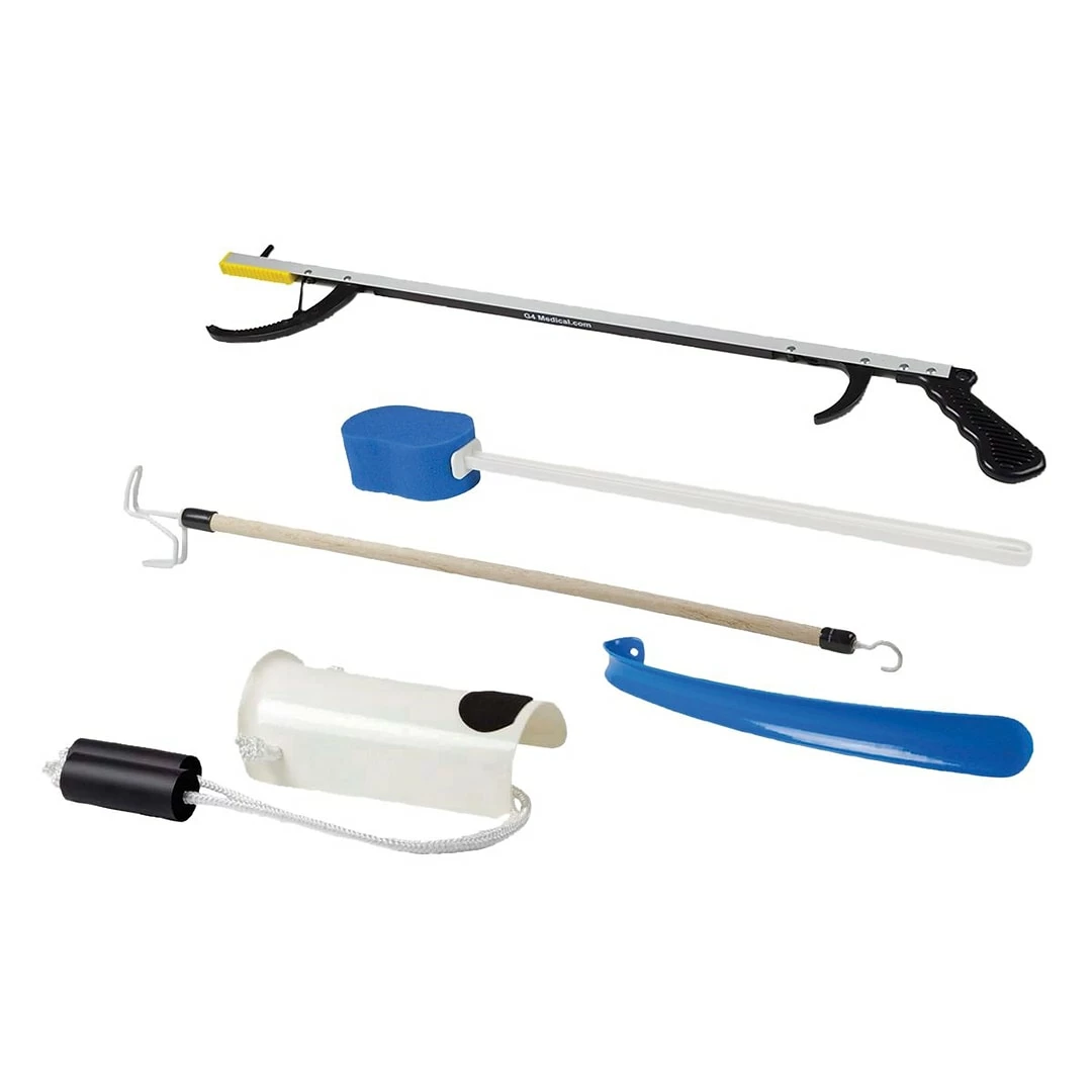 FabLife Hip Kit #3: 32" Reacher, Straight Handle Sponge, Deluxe Sock Aid, Shoehorn, Dressing Stick