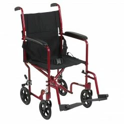 Drive Medical Lightweight Transport Wheelchair 19" Seat Red (ATC19-RD)