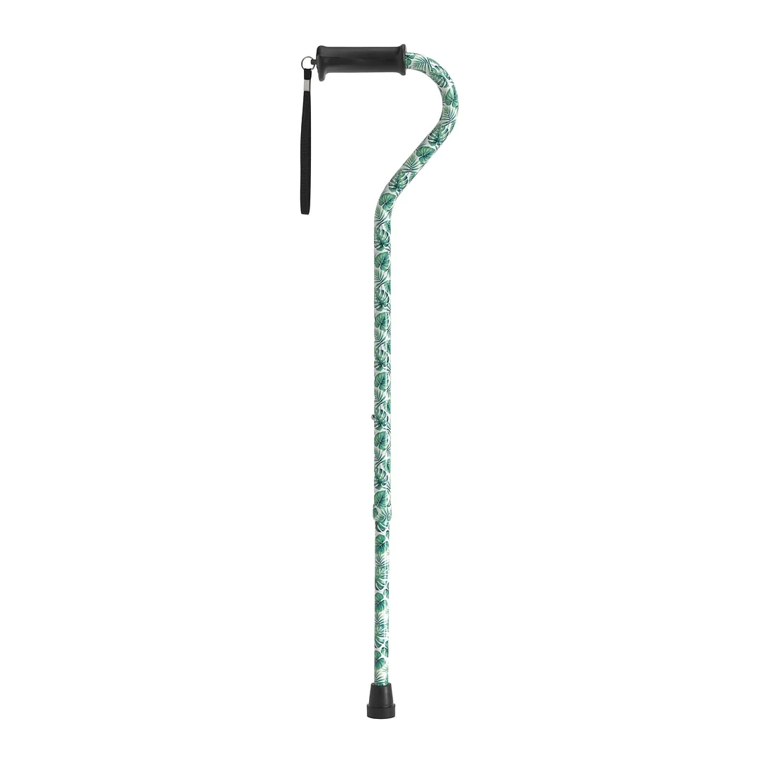 Drive Medical Hugo Adjustable Offset Handle Cane With Reflective Strap, Carbon Swirls (731-458)