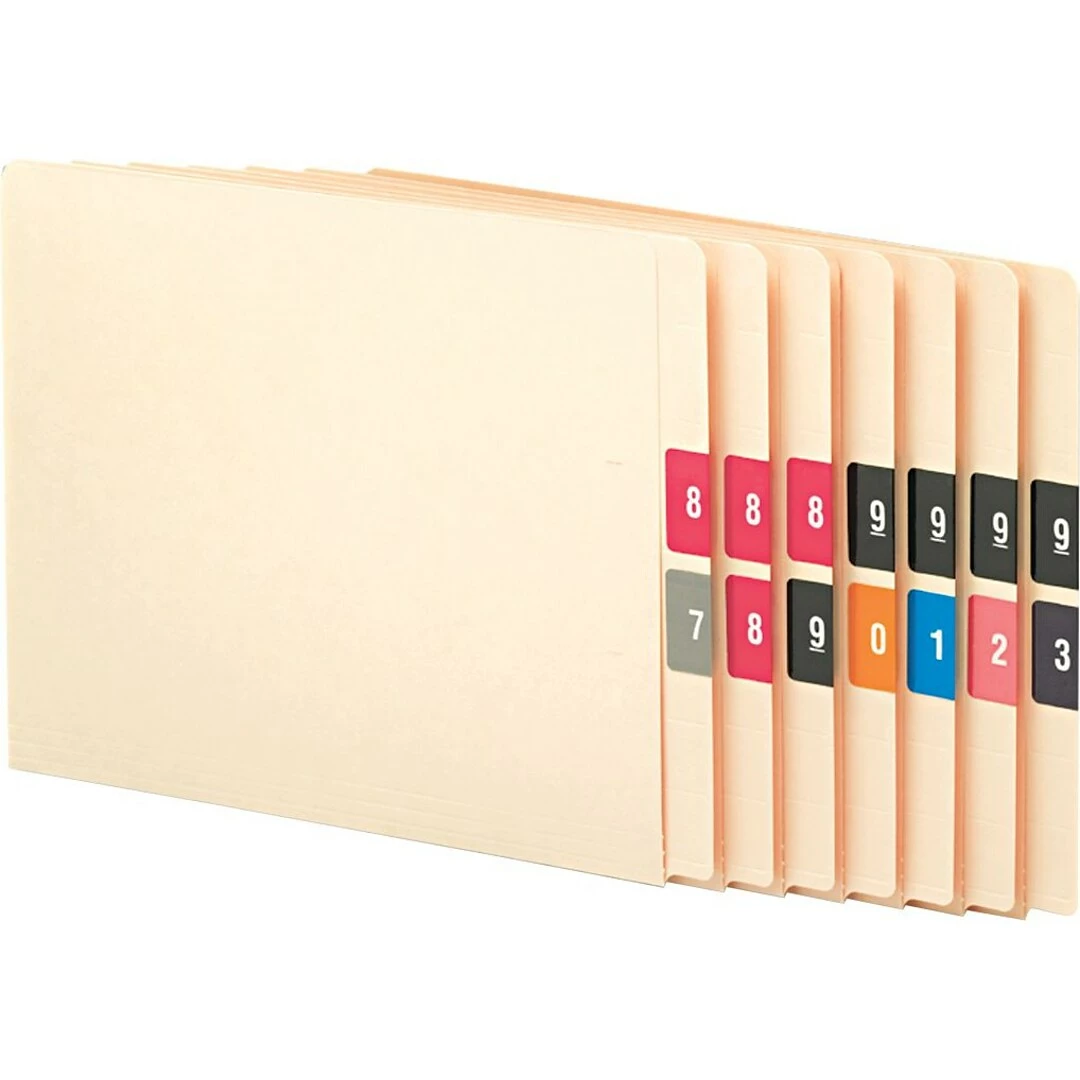 Smead DCC Hand Written Identification & Color Coding Label 0-9, 1-1/2" X 1-1/2", Assorted Color, 250/Roll, 10 Rolls/Bx (67430)