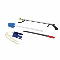 FabLife Hip Kit #2: 32" Reacher, Sock And Stocking Aid, 24" Metal Shoe Horn, Contoured Sponge