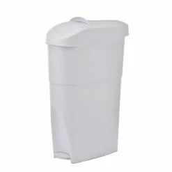 Alpine Industries Step-On Sanitary Napkin Receptacle, Compact Garbage Bin, 19 Qt, White