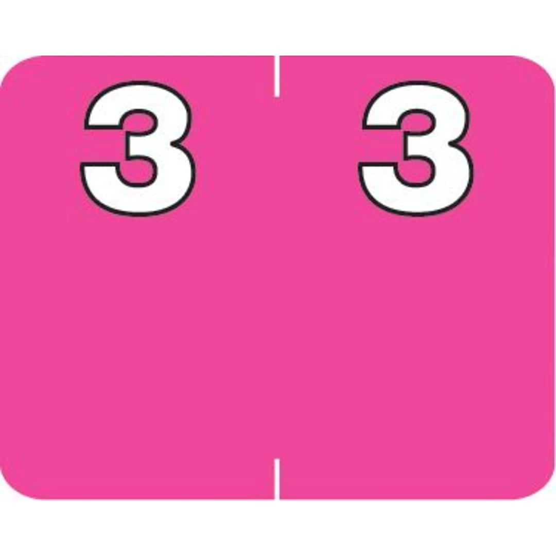 Medical Arts Press® Numeric Labels On Roll; "3", Pink