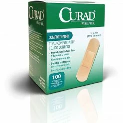 Medline Curad® Flex-Fabric™ Adhesive Bandages; Natural, 3" L X 3/4" W, 8100/Pack