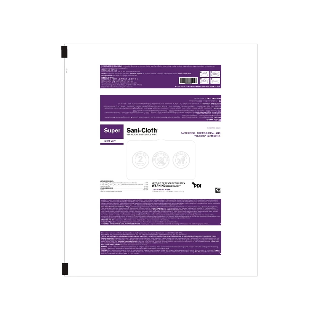 Sani-Cloth Super Large Germicidal Disposable Wipes, 80/Pack (A22480) - Image 2